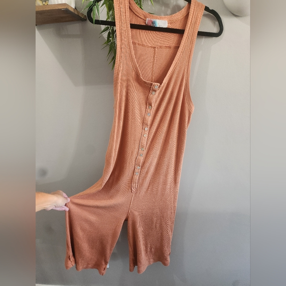 Free People Beach Ribbed Cropped Jumpsuit